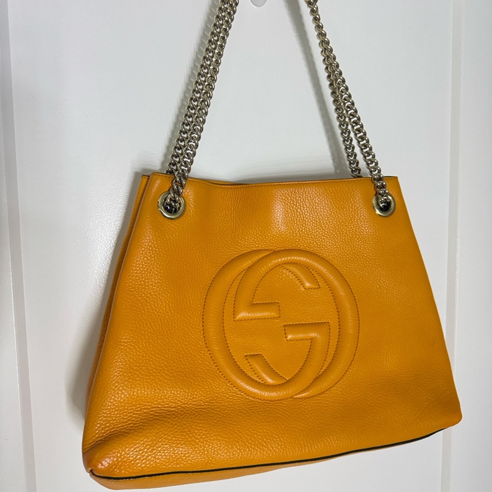 Gucci Soho chain strap tote mustard yellow